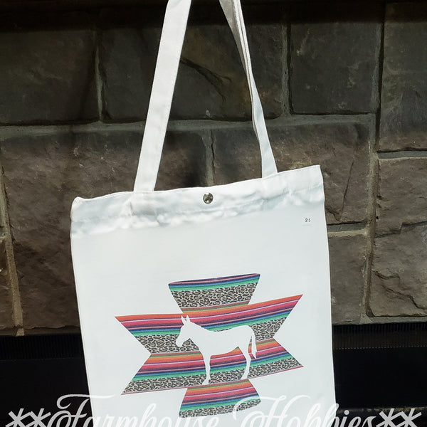 Aztec Donkey Canvas Tote Home Decor/Accessories Farmhouse Hobbies   