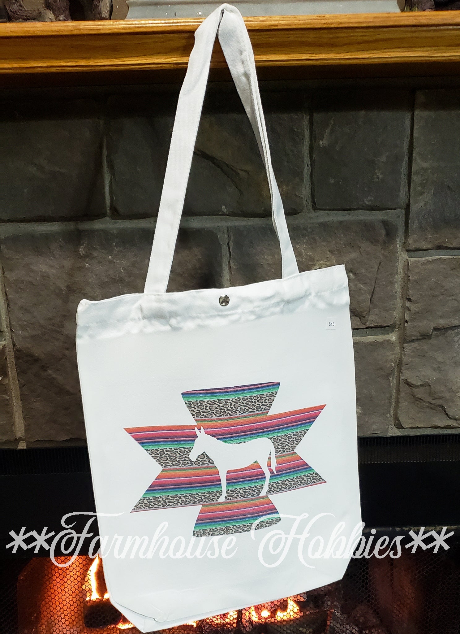 Aztec Donkey Canvas Tote Home Decor/Accessories Farmhouse Hobbies   