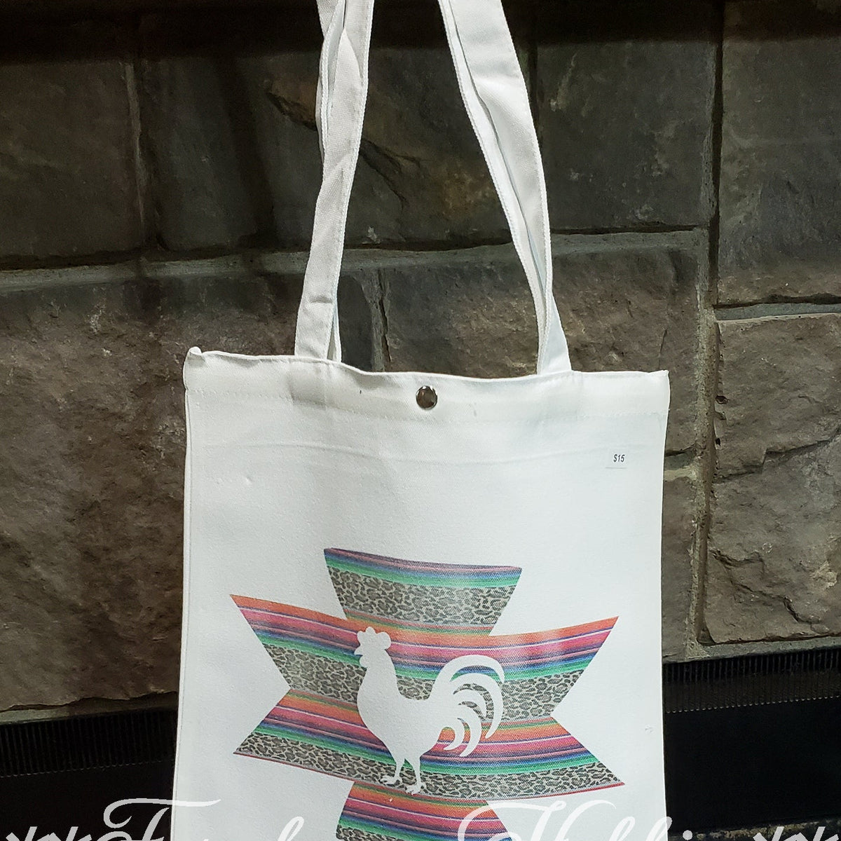 Aztec Chicken Canvas Tote Home Decor/Accessories Farmhouse Hobbies   