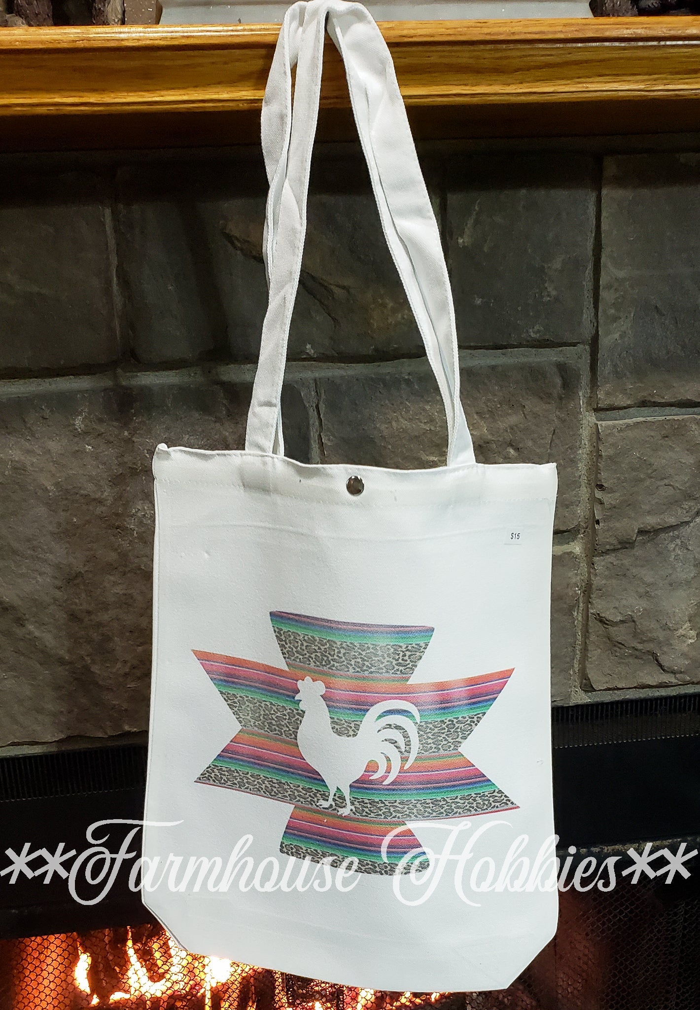 Aztec Chicken Canvas Tote Home Decor/Accessories Farmhouse Hobbies   