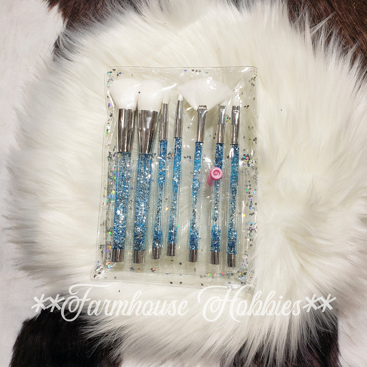 White & Light Blue Makeup Brush Home Decor/Accessories Farmhouse Hobbies   