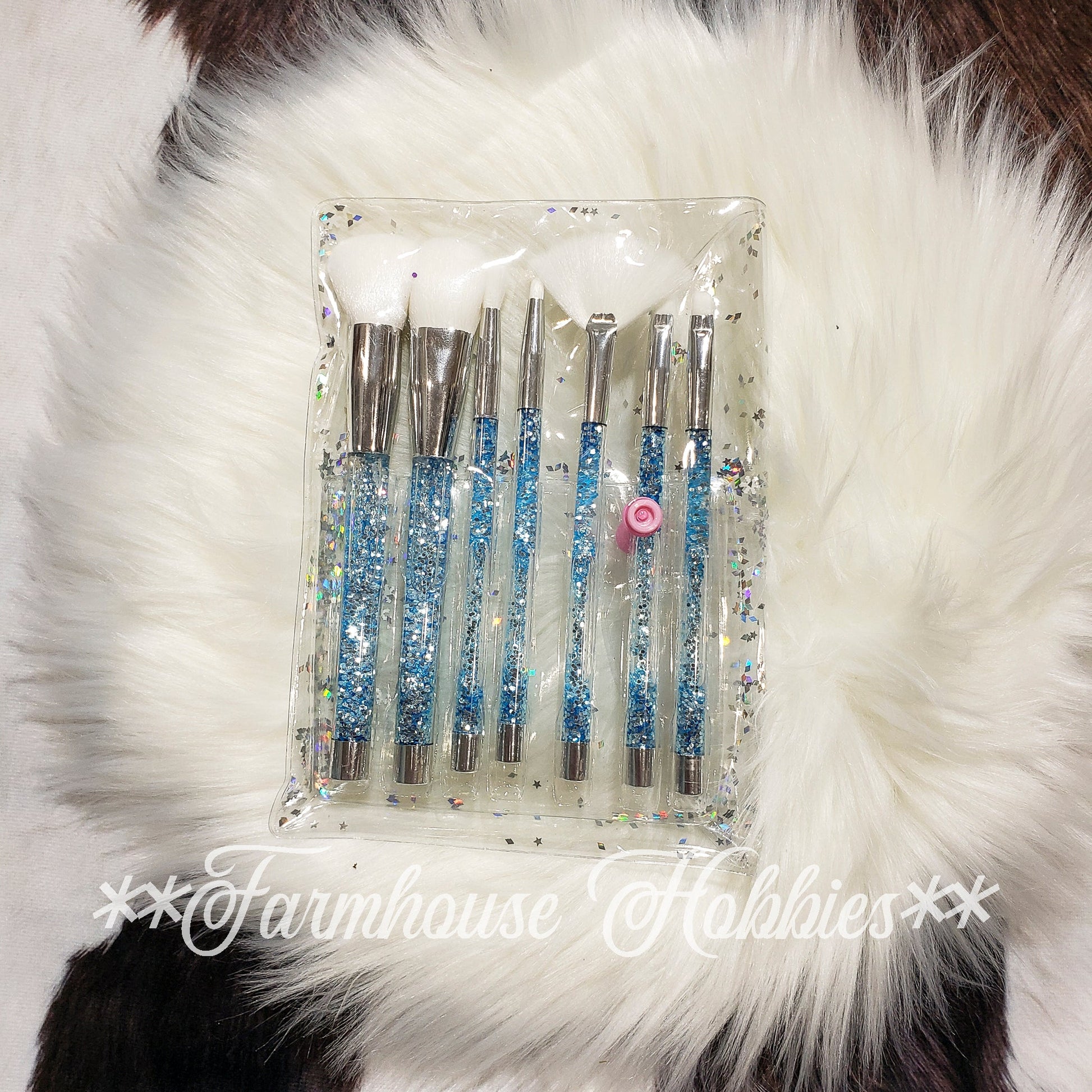 White & Light Blue Makeup Brush Home Decor/Accessories Farmhouse Hobbies   