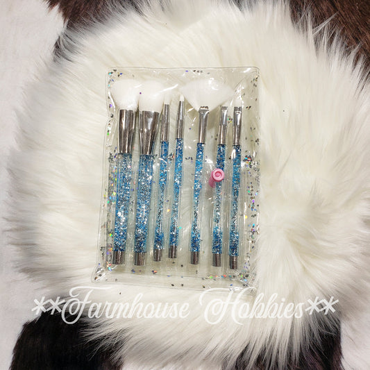 White & Light Blue Makeup Brush Home Decor/Accessories Farmhouse Hobbies   