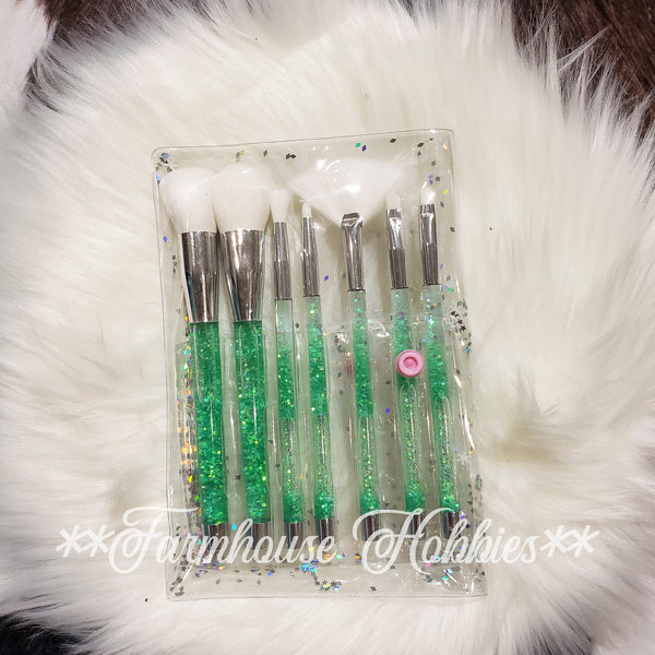 White & Green Makeup Brush Home Decor/Accessories Farmhouse Hobbies   