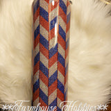 Red Silver & Blue Herringbone RTS Drinkware Farmhouse Hobbies   