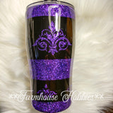 Purple Damask RTS Drinkware Farmhouse Hobbies   