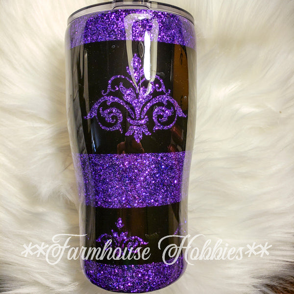 Purple Damask RTS Drinkware Farmhouse Hobbies   