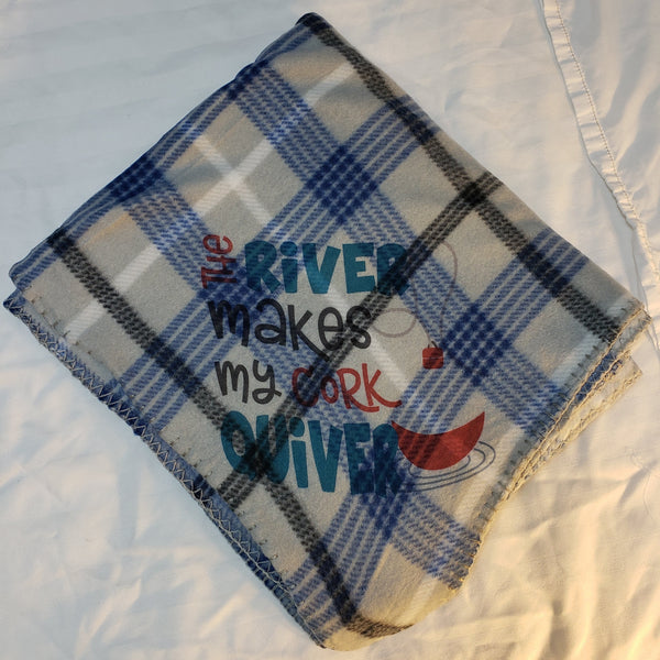 Blue Plaid Cork Quiver Fleece Blanket