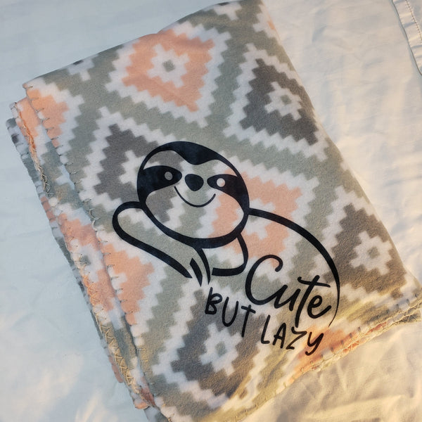 Peach Aztec Lazy Sloth Fleece Blanket