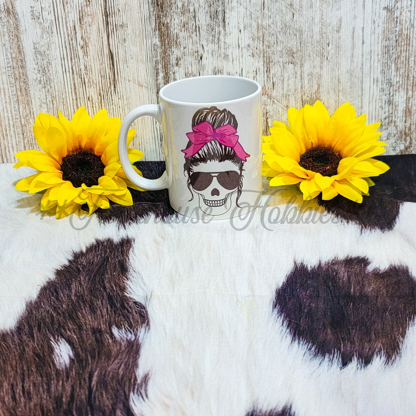 Messy Bun Skull RTS Drinkware Farmhouse Hobbies   