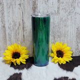 20 oz Skinny Green & Blue Glow Dirty Pour RTS Drinkware Farmhouse Hobbies   