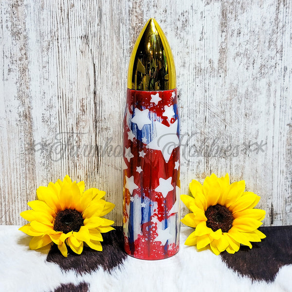 17 oz Bullet Red Blue & White Stars RTS Drinkware Farmhouse Hobbies   