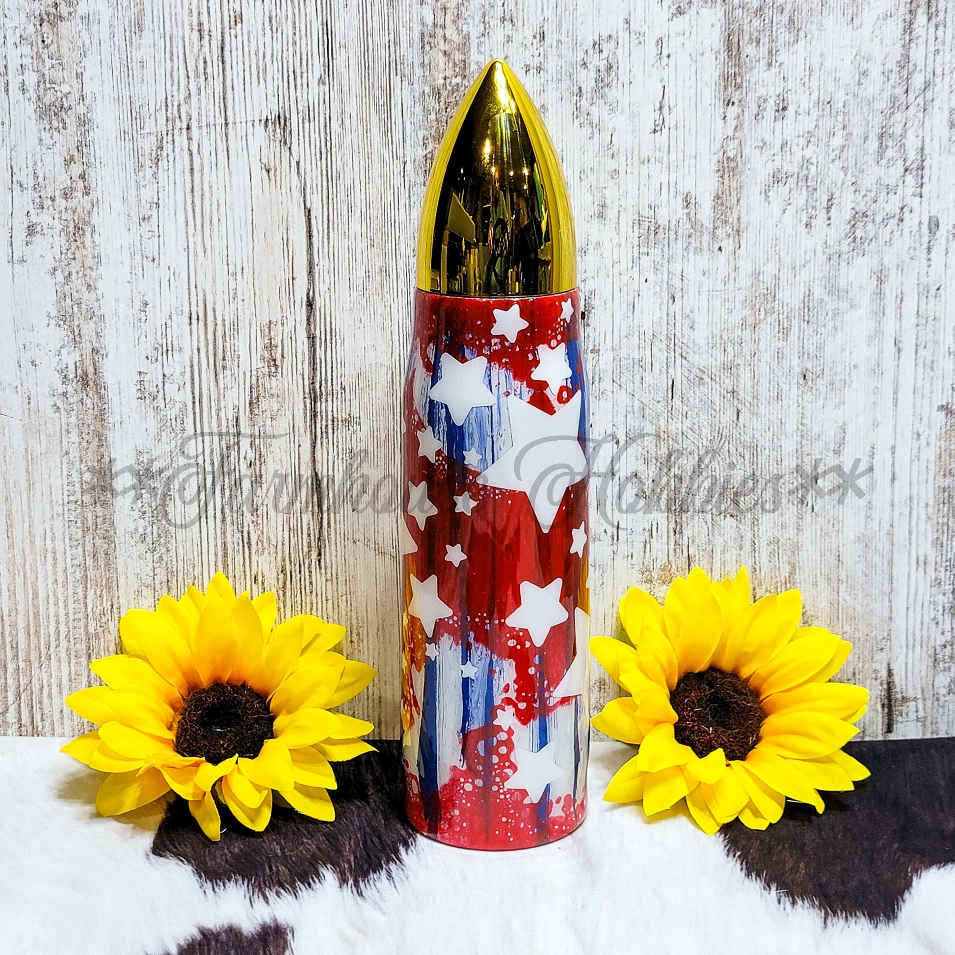 17 oz Bullet Red Blue & White Stars RTS Drinkware Farmhouse Hobbies   