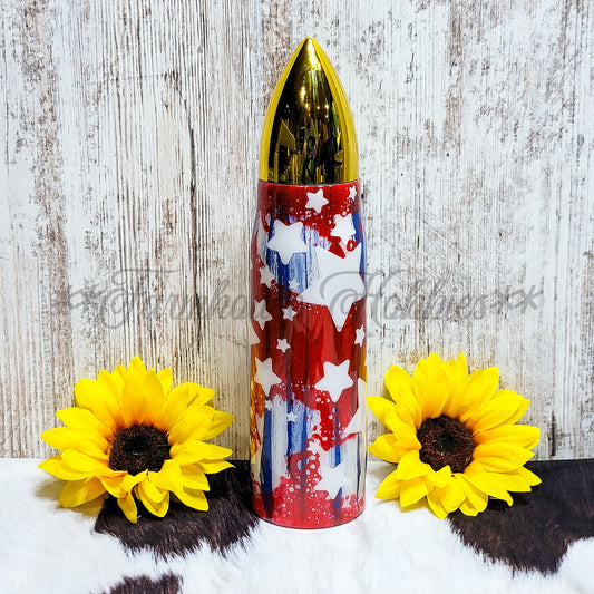 17 oz Bullet Red Blue & White Stars RTS Drinkware Farmhouse Hobbies   