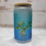 Sea Turtles Glass Can Tumbler with custom tumbler design