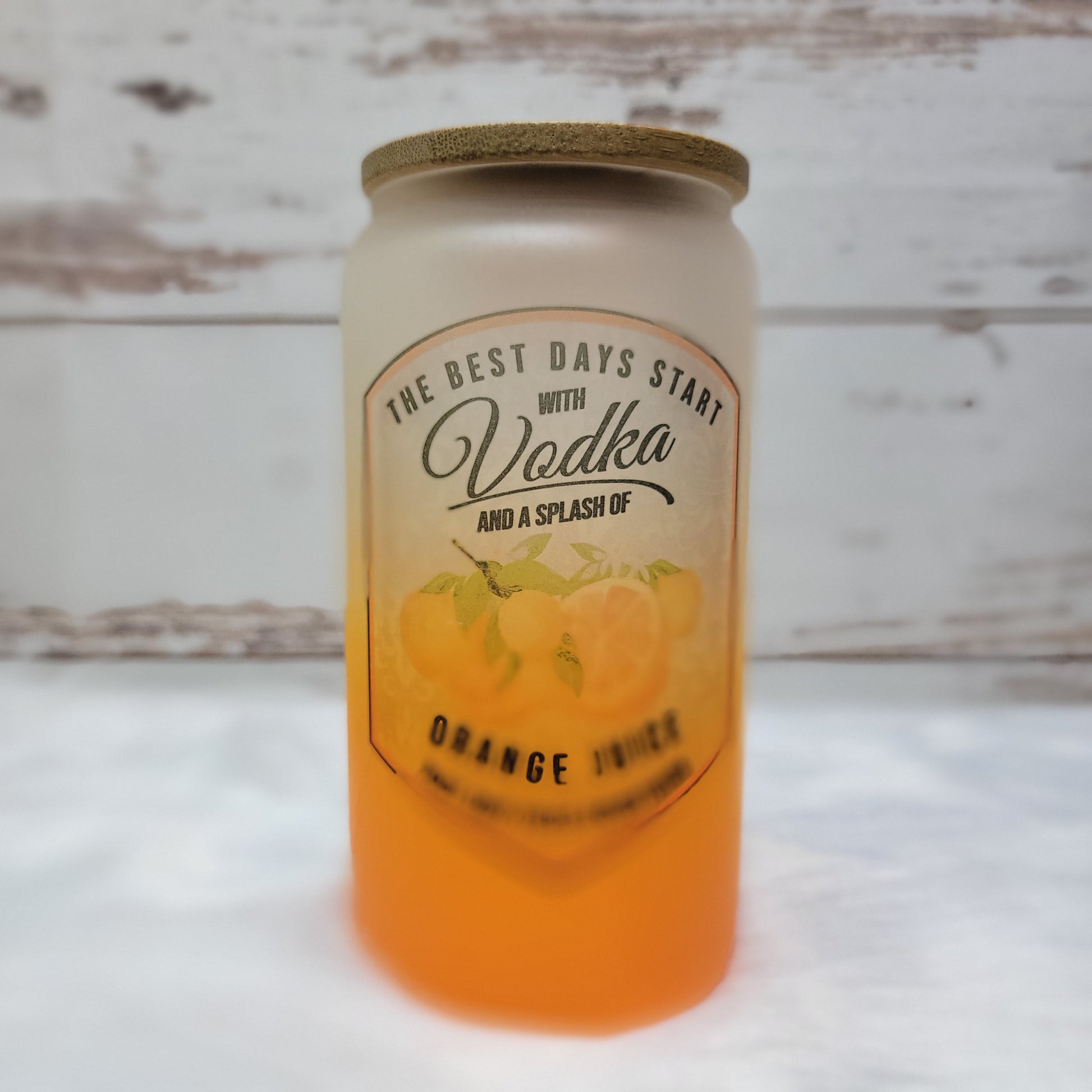 Orange Juice Glass Can Tumbler with custom tumbler design