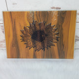 Sm. Rectangle - Printed Wood w/Engraved Sunflower with custom gift design