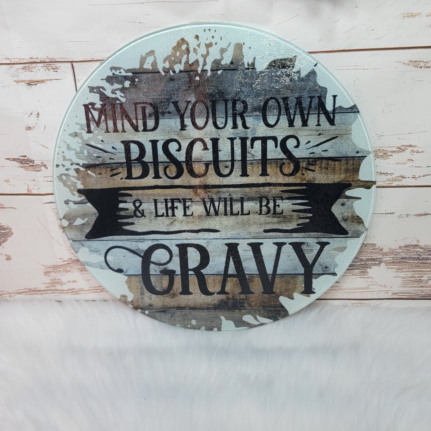 Lg. Round - Mind Your Own Biscuits with custom gift design