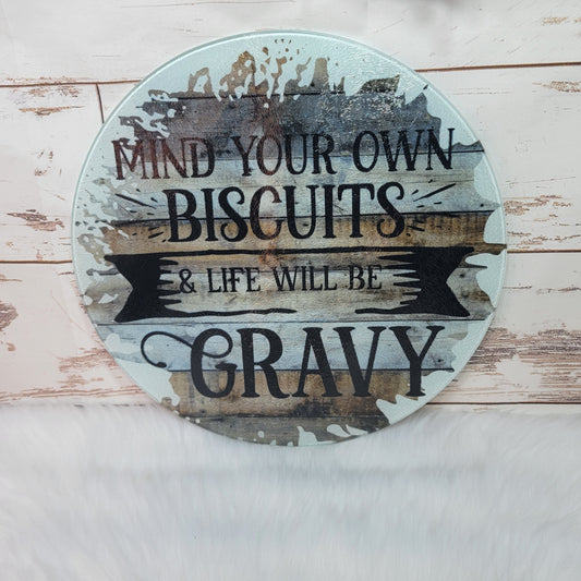 Lg. Round - Mind Your Own Biscuits with custom gift design
