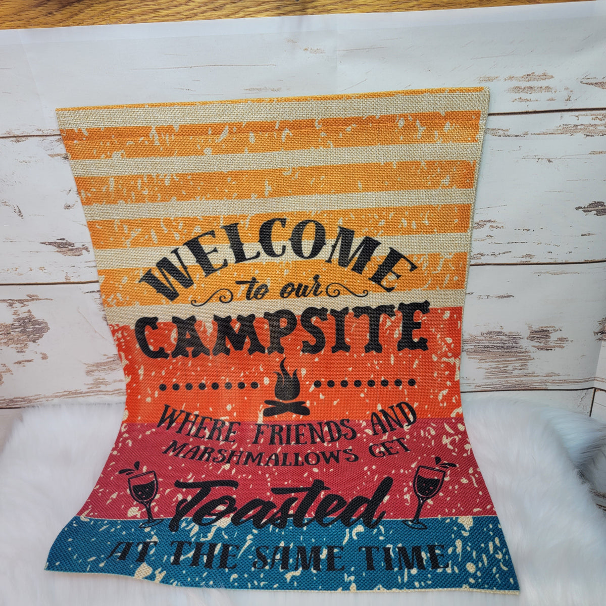 Campsite Canvas Garden Flag with custom garden flag design
