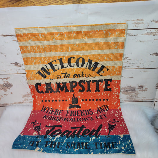 Campsite Canvas Garden Flag with custom garden flag design
