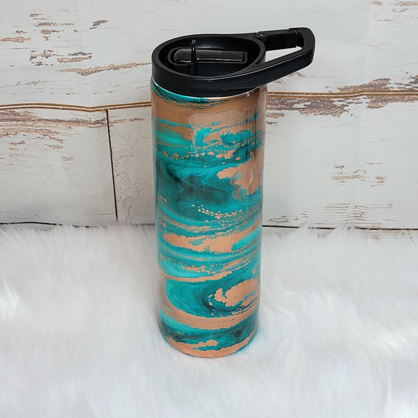 20 oz Skinny Teal/Rose Gold RTS Drinkware Farmhouse Hobbies   