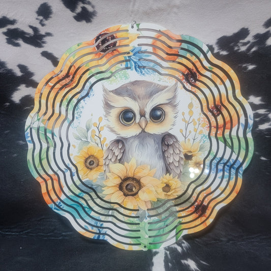 Sunflower Owl Wind Spinner  Farmhouse Hobbies   