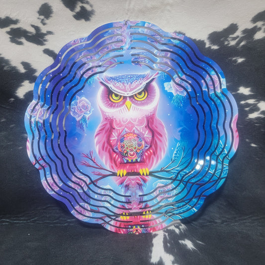 Pink Owl Wind Spinner  Farmhouse Hobbies   