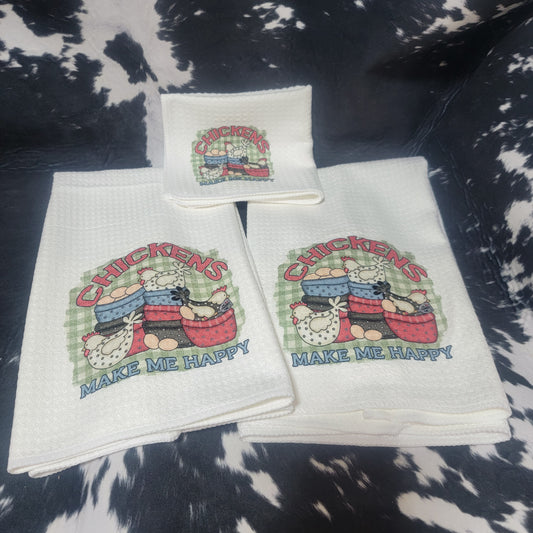 Chickens Towel Set w/washcloth Home Decor/Accessories Farmhouse Hobbies   