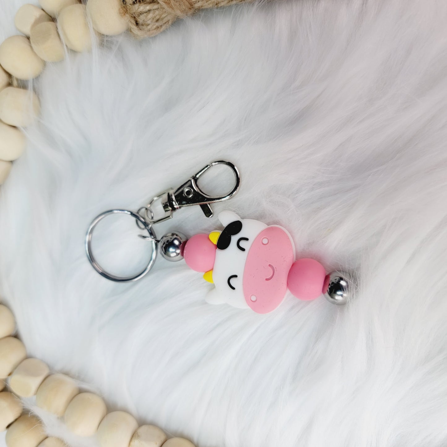 SB Keychain - Pink Cow Face