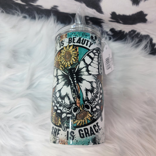 12 oz Slim Douzie - Beauty Stainless Steel Sublimation Farmhouse Hobbies   