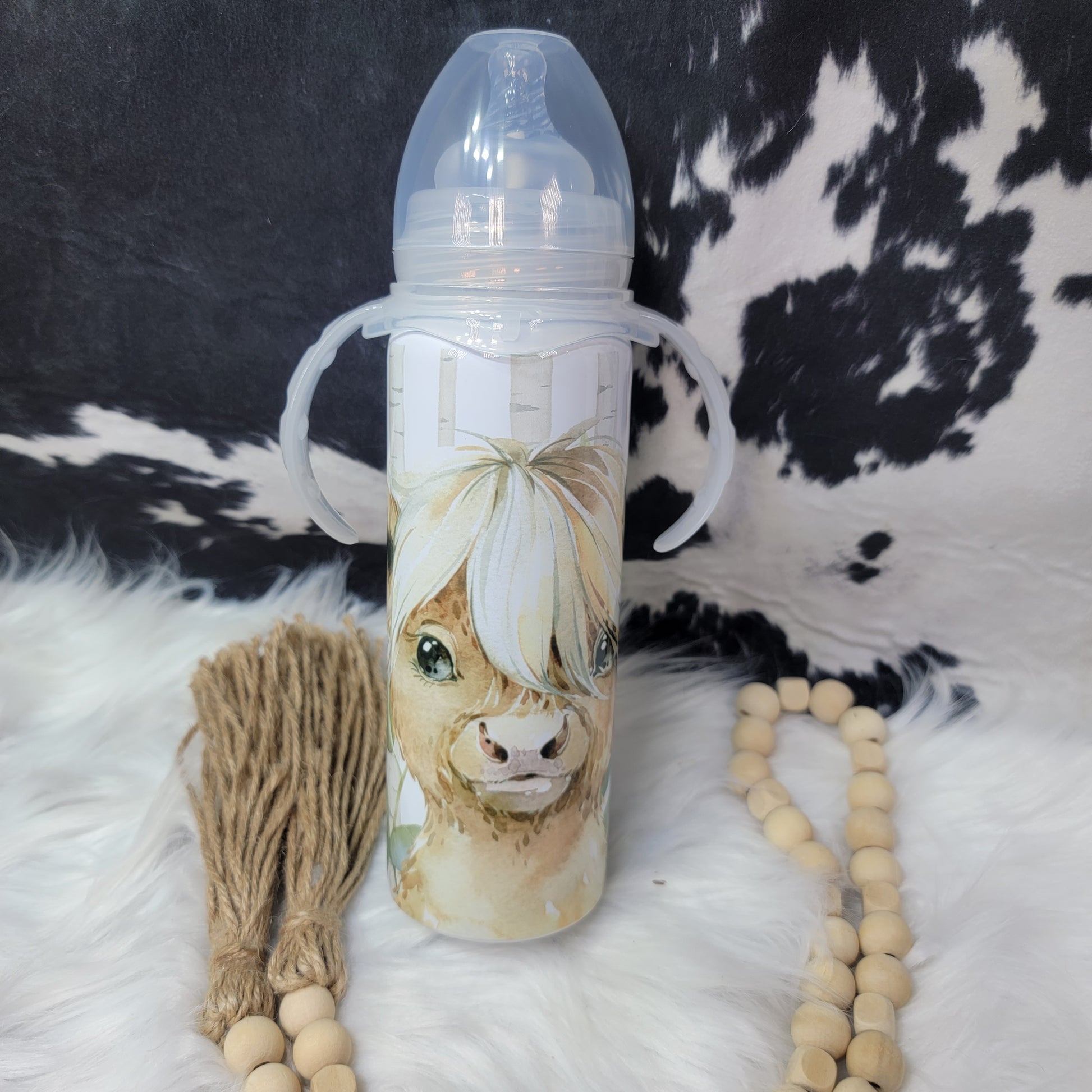 8 oz Baby Bottle - Baby Boy Highland Stainless Steel Sublimation Farmhouse Hobbies   