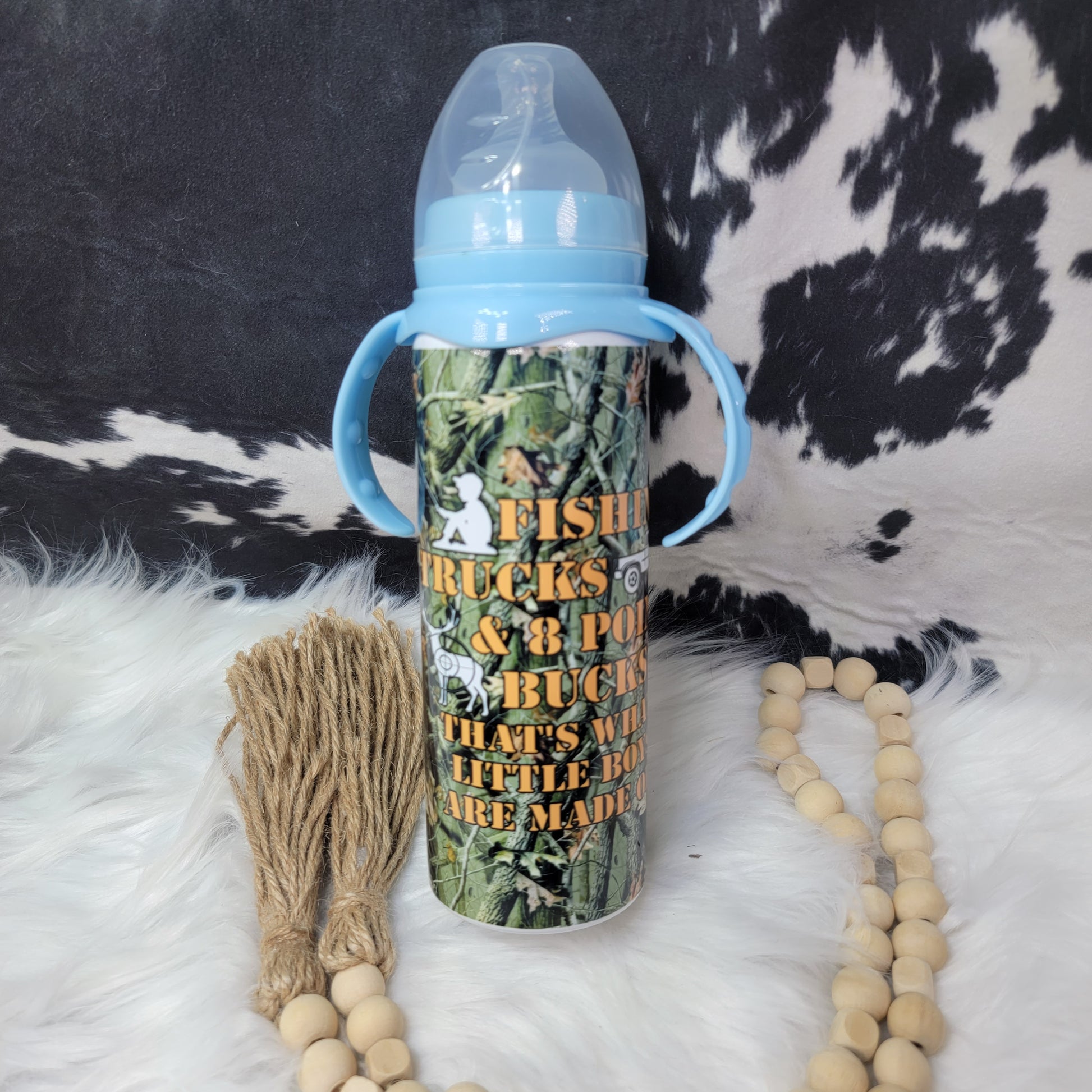 8 oz Baby Bottle - Camo Stainless Steel Sublimation Farmhouse Hobbies   