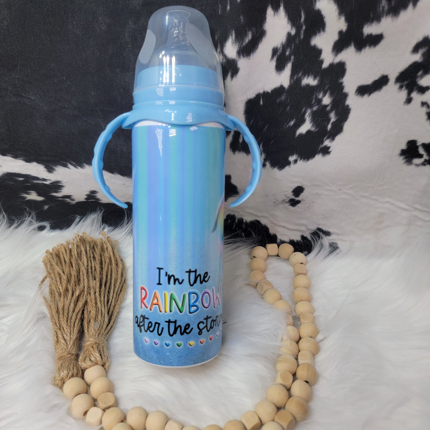 8 oz Baby Bottle - Rainbow Baby Stainless Steel Sublimation Farmhouse Hobbies   