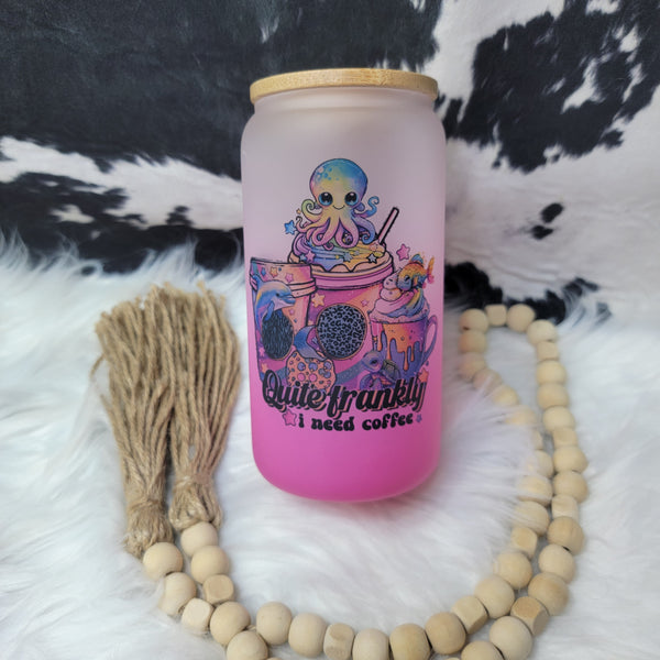 16 oz Glass Can - Caffeinated with custom gift design