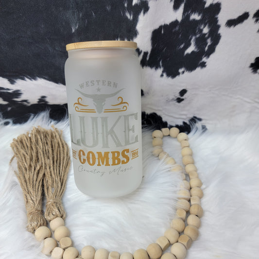 16 oz Glass Can - Silver LC  Farmhouse Hobbies   
