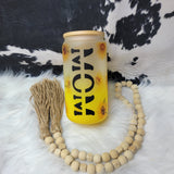 16 oz Yellow Ombre Glass Can - Mom  Farmhouse Hobbies   