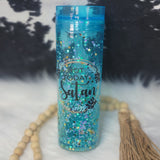 Blue Acrylic Snow Globe - Not Today Satan with custom gift design