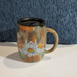 14 oz Coffee Cup Rustic Daisy with custom tumbler design