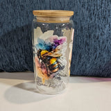 16 oz Glass Can  - Bee Kind with custom gift design