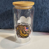 16 oz Glass Can  - Land of the Free with custom gift design