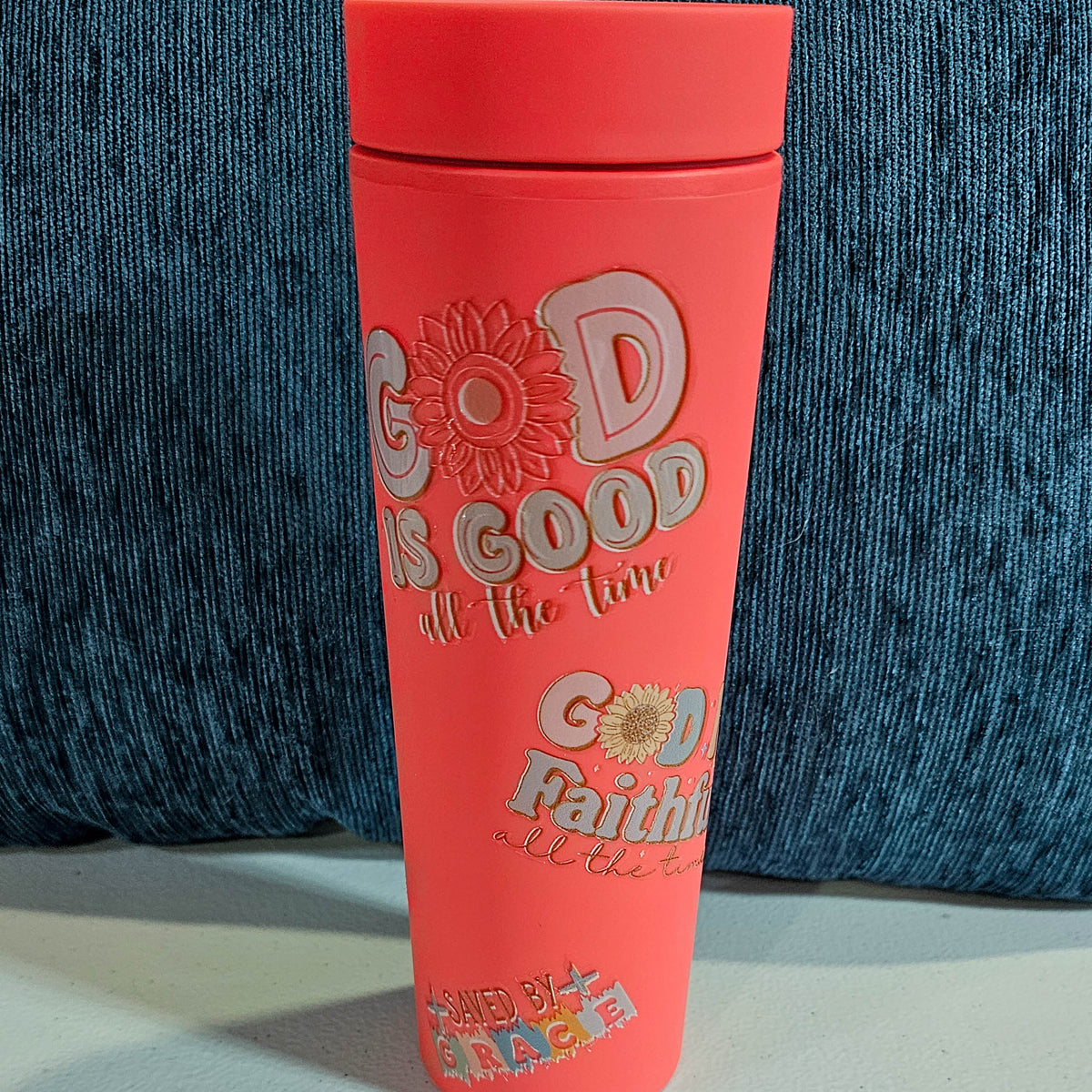 20 oz Strata - Coral Religion with custom gift design