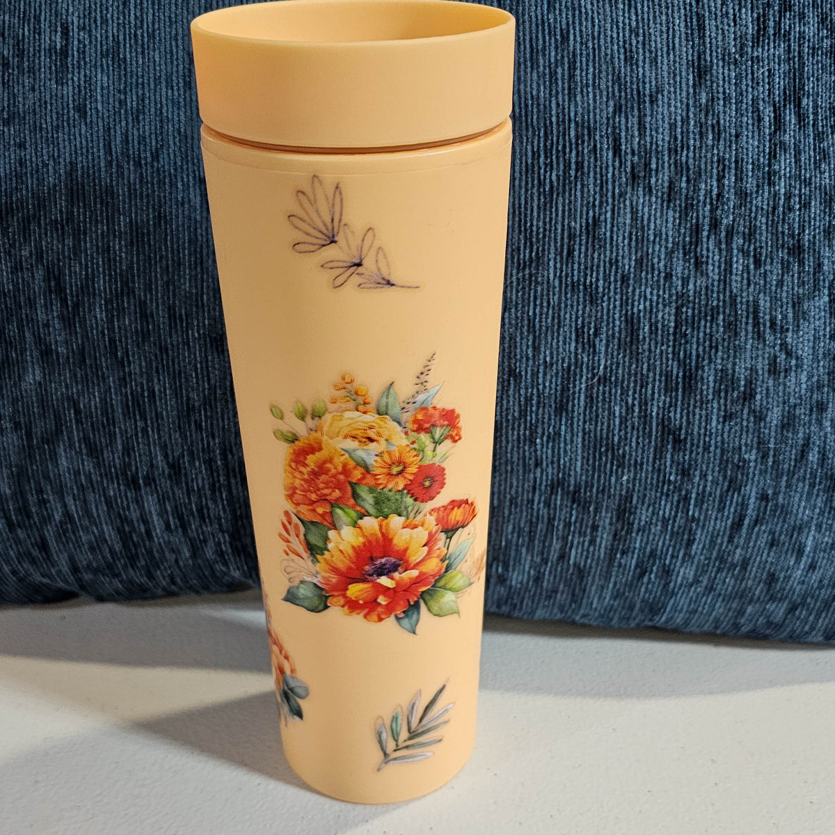 20 oz Strata - Orange Flowers with custom gift design