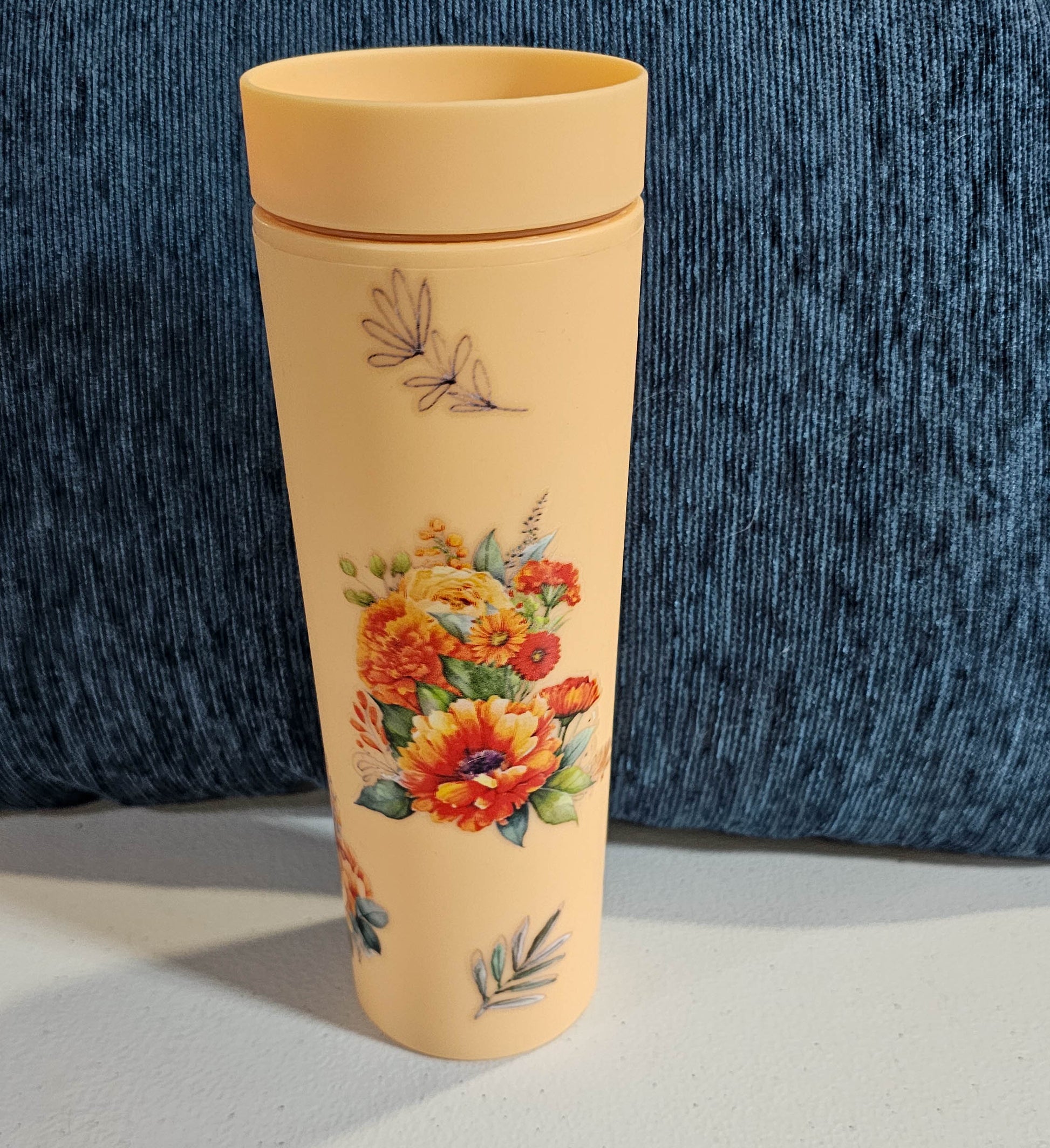 20 oz Strata - Orange Flowers with custom gift design
