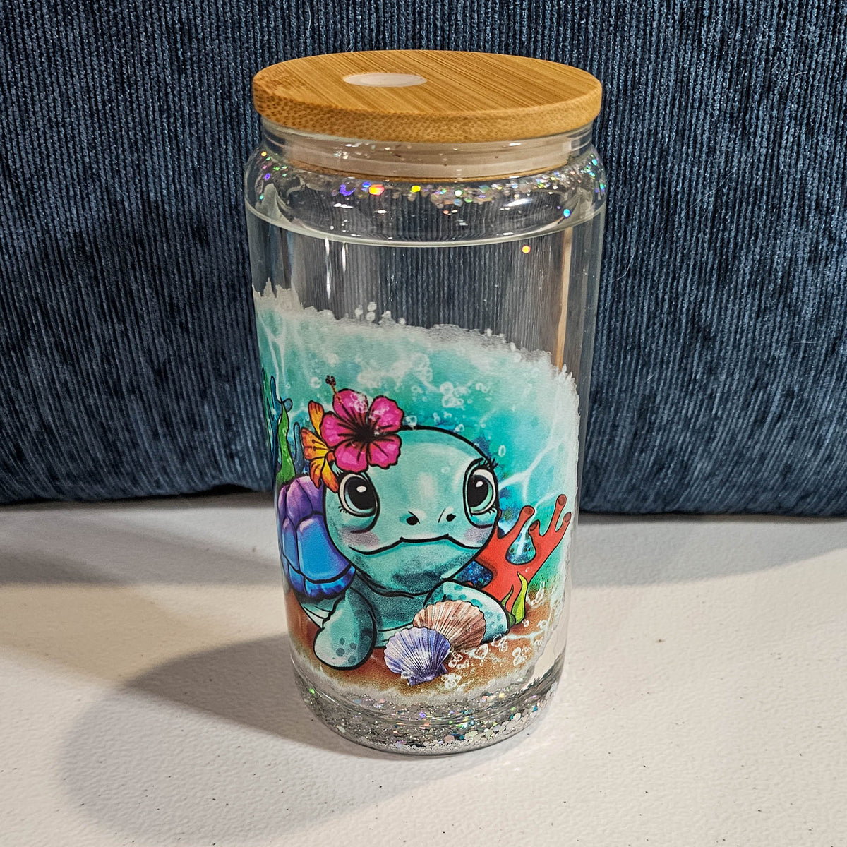 16 oz Glitter Globe - Sea Turtle with custom gift design
