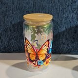 16 oz Iridescent Glass Can - Butterfly with custom gift design