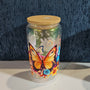 16 oz Iridescent Glass Can - Butterfly with custom gift design