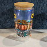 16 oz Iridescent Glass Can - Pumpkin Spice Junkie with custom gift design