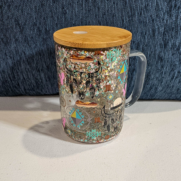 16 oz Glitter Globe Mug - Aztec with custom gift design