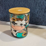 16 oz Glitter Globe Mug - Turquoise & Holsteins with custom gift design
